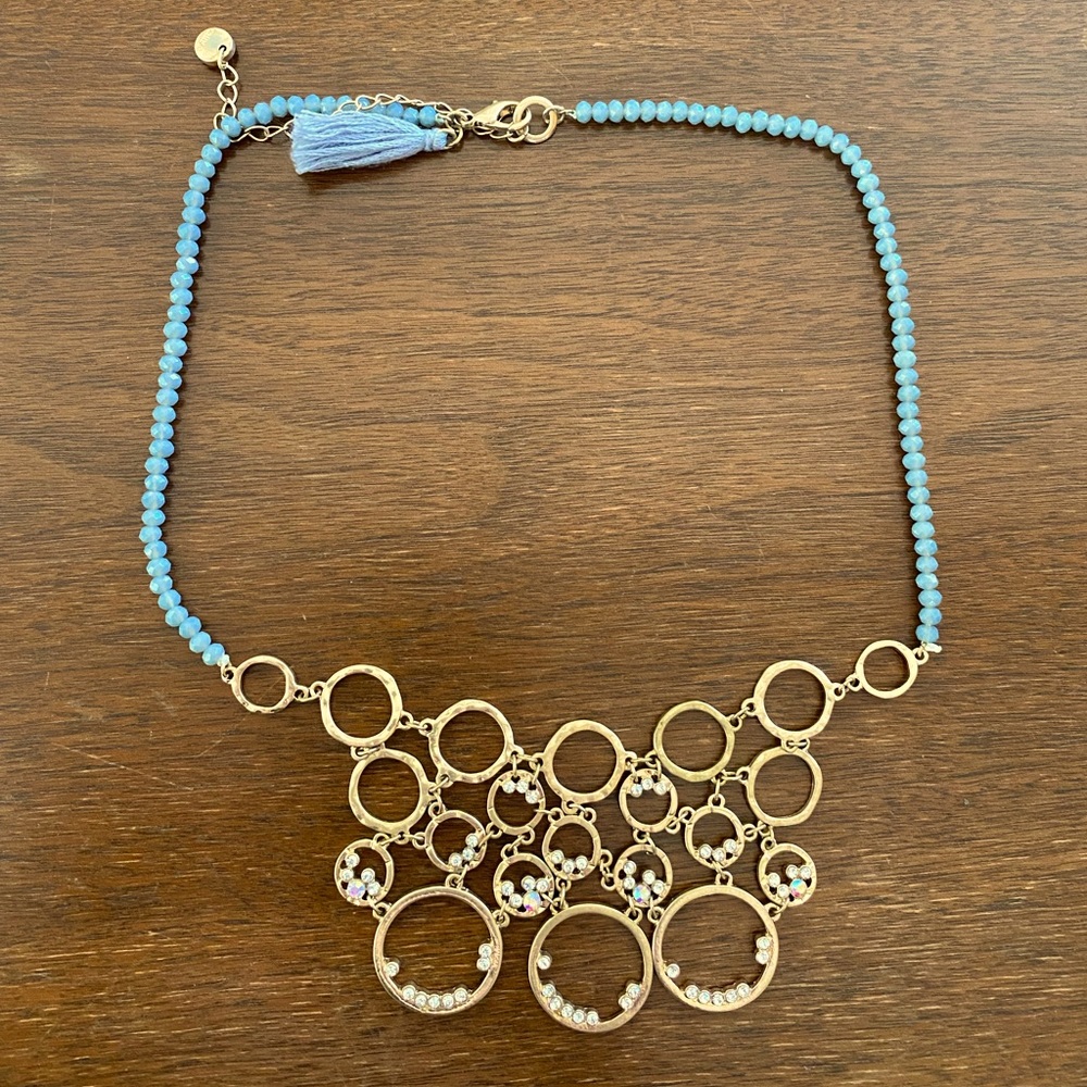Last chance! beaded necklace hammered gold hoop design crystal bubble offers ➕